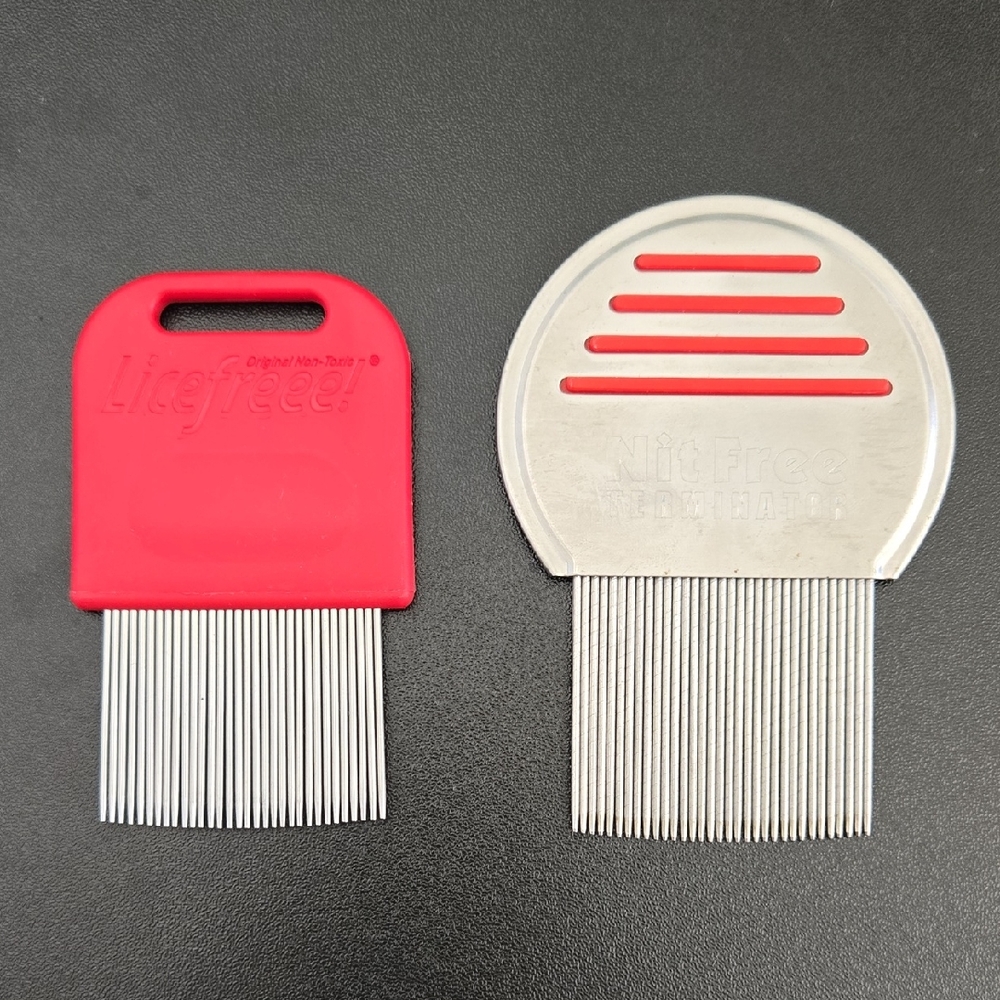 Red and Silver Lice Comb Set